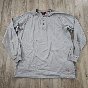 Ariat Fr Work Men's Gray Long Sleeve Henley Shirt Large
